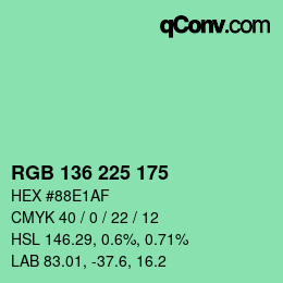 Color code: RGB 136 225 175 | qconv.com