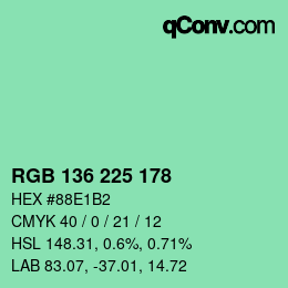 Color code: RGB 136 225 178 | qconv.com