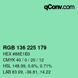 Farbcode: RGB 136 225 179 | qconv.com