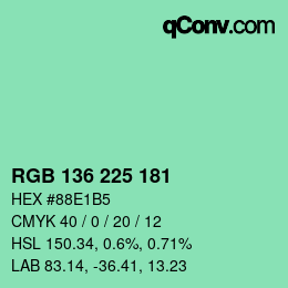Color code: RGB 136 225 181 | qconv.com