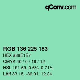 Color code: RGB 136 225 183 | qconv.com