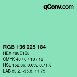 Color code: RGB 136 225 184 | qconv.com