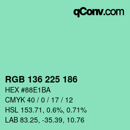 Color code: RGB 136 225 186 | qconv.com