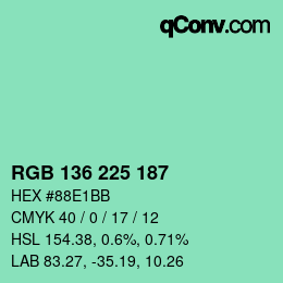 Color code: RGB 136 225 187 | qconv.com