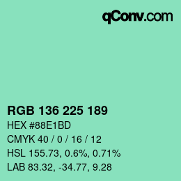 Color code: RGB 136 225 189 | qconv.com