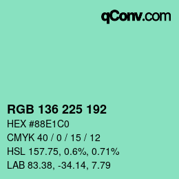 Color code: RGB 136 225 192 | qconv.com