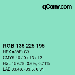 Color code: RGB 136 225 195 | qconv.com