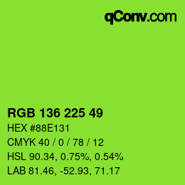 Color code: RGB 136 225 49 | qconv.com