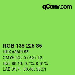 Color code: RGB 136 225 85 | qconv.com