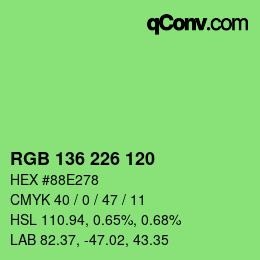 Color code: RGB 136 226 120 | qconv.com