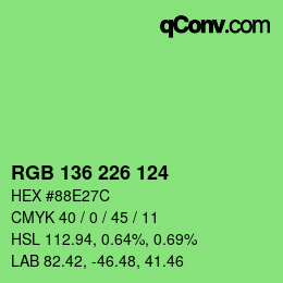 Color code: RGB 136 226 124 | qconv.com