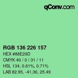 Color code: RGB 136 226 157 | qconv.com