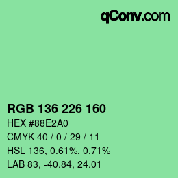 Color code: RGB 136 226 160 | qconv.com