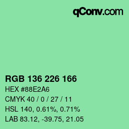 Color code: RGB 136 226 166 | qconv.com