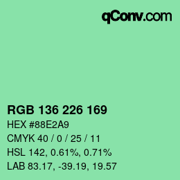 Color code: RGB 136 226 169 | qconv.com