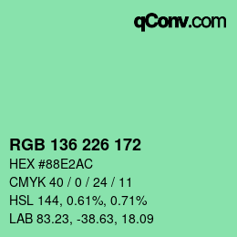 Color code: RGB 136 226 172 | qconv.com
