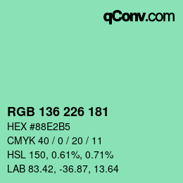 Color code: RGB 136 226 181 | qconv.com