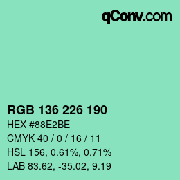 Color code: RGB 136 226 190 | qconv.com