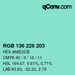 Color code: RGB 136 226 203 | qconv.com