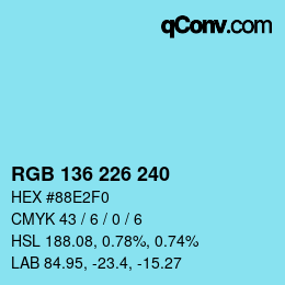 Color code: RGB 136 226 240 | qconv.com