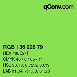 Color code: RGB 136 226 79 | qconv.com