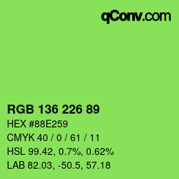 Color code: RGB 136 226 89 | qconv.com