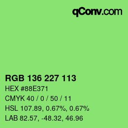 Color code: RGB 136 227 113 | qconv.com