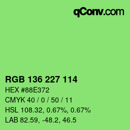 Color code: RGB 136 227 114 | qconv.com