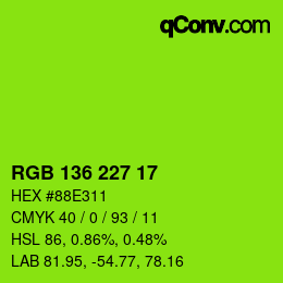 Color code: RGB 136 227 17 | qconv.com