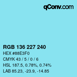 Color code: RGB 136 227 240 | qconv.com