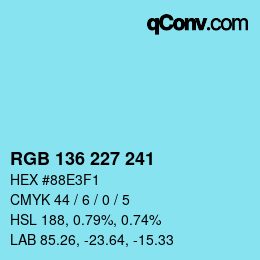Color code: RGB 136 227 241 | qconv.com