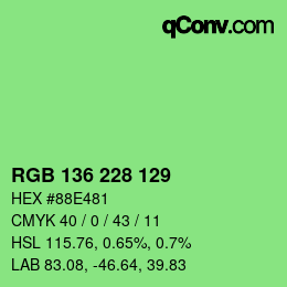 Color code: RGB 136 228 129 | qconv.com
