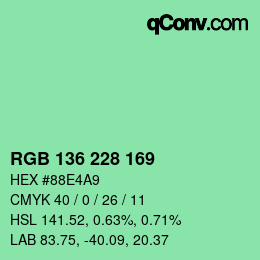 Color code: RGB 136 228 169 | qconv.com