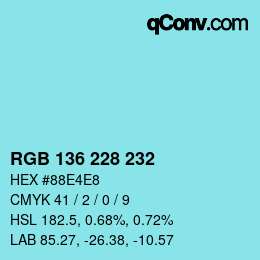 Color code: RGB 136 228 232 | qconv.com