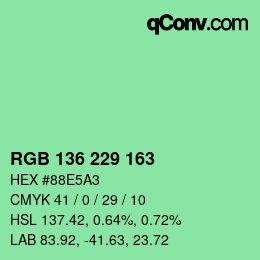 Color code: RGB 136 229 163 | qconv.com