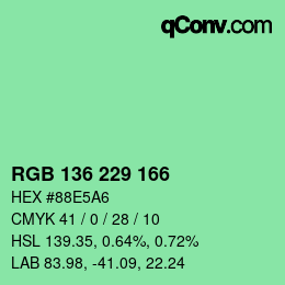 Color code: RGB 136 229 166 | qconv.com
