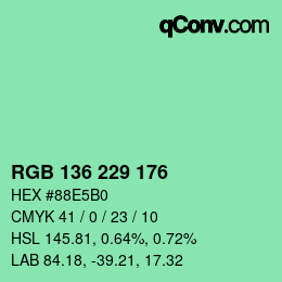 Color code: RGB 136 229 176 | qconv.com