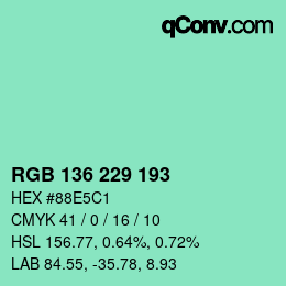 Color code: RGB 136 229 193 | qconv.com