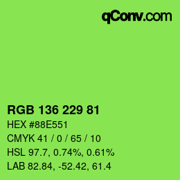 Color code: RGB 136 229 81 | qconv.com