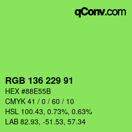 Color code: RGB 136 229 91 | qconv.com