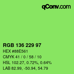 Color code: RGB 136 229 97 | qconv.com