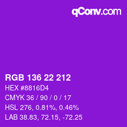 Color code: RGB 136 22 212 | qconv.com