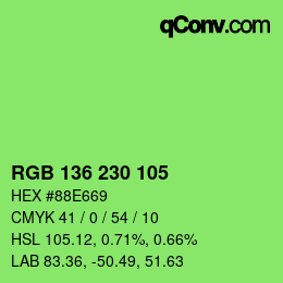 Color code: RGB 136 230 105 | qconv.com