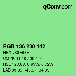 Color code: RGB 136 230 142 | qconv.com