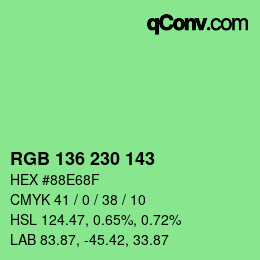 Color code: RGB 136 230 143 | qconv.com