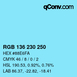 Color code: RGB 136 230 250 | qconv.com