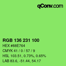 Color code: RGB 136 231 100 | qconv.com