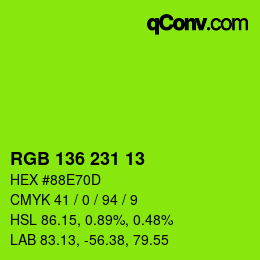 Color code: RGB 136 231 13 | qconv.com