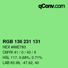 Color code: RGB 136 231 131 | qconv.com