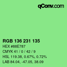 Color code: RGB 136 231 135 | qconv.com